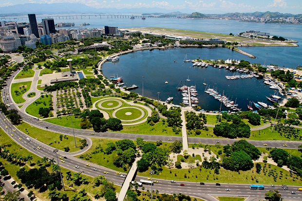 Imagem aérea do Aterro do Flamengo, no Rio de janeiro